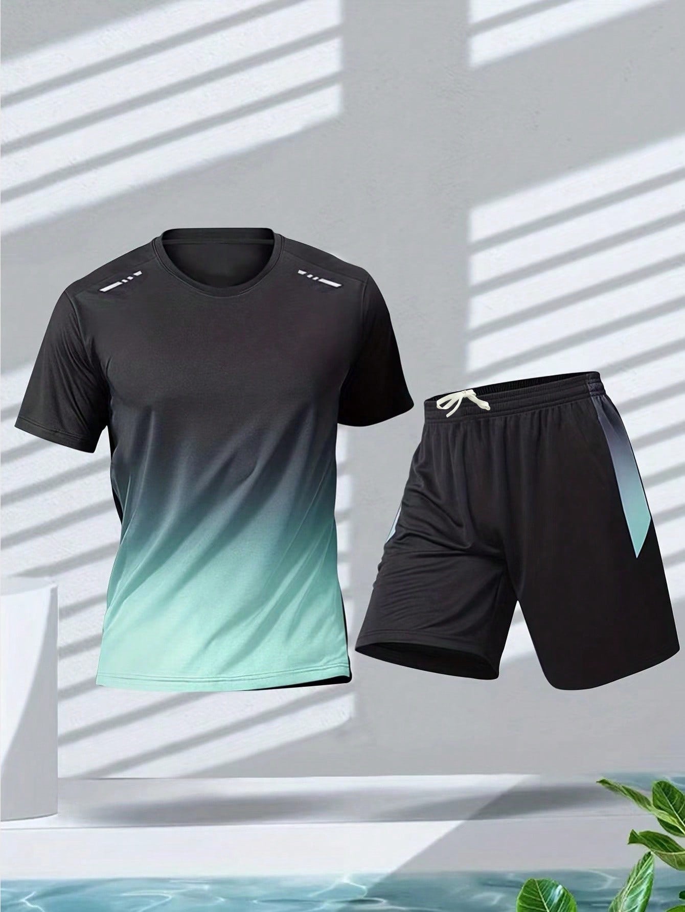 KOVSEE Men'S Outdoor Sports Running Basketball Football Jersey, Quick-Dry Breathable Athletic Outfit Two Pieces Set with Reflective Strips