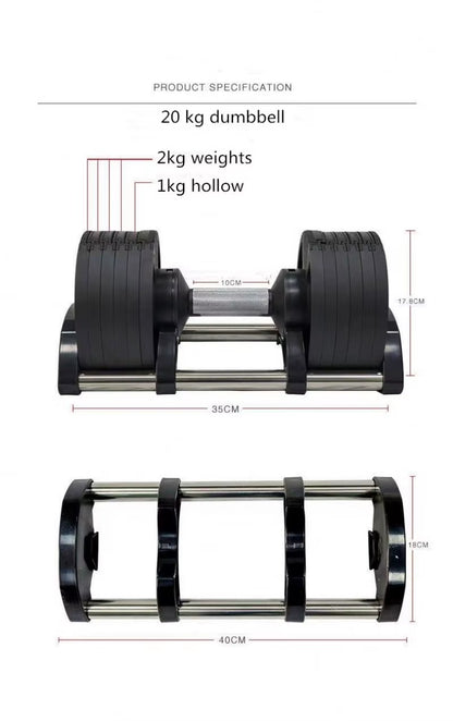 Adjustable Dumbbells 52 Lbs Weight Automatic Adjustment Dumbbells Stand Rack 30Kg Adjustable Dumbbell Handles